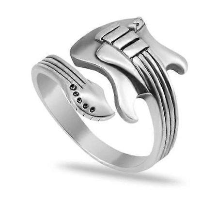 Ring, Sølvring til mænd - Stilfuldt guitarinspireret design - Perfekt herretilbehør Herre Ringe Guitar Tilbehør Ringe Mænd