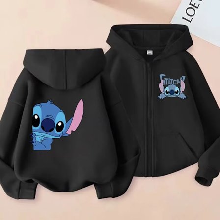 Hauskat vetoketjulliset collegepaidat Stitch Huppari Lasten vaatteet Tyttö Poika Lilo ja Stitch Collegepaita Vetoketjullinen huppari Vauvan arkitoppi