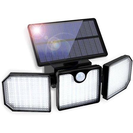 Mordely Utomhus Solar Motion Sensor Light, 3 Head Outdoor Solar Light