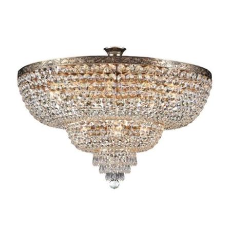 Palace Semi-Flush Mount Loftslampe, antikguld og krystal, 14 lys, E27