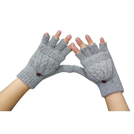 Kvinder Varme Handsker Efterår Vinter Strik Hamp Flower Flip Fingerløs vante