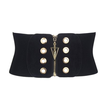 Retro Vintage Bælte Elastisk Bælte Kvinders Tilbehør Lynlås Bælte Strækbar Bælte til Kjole 12cm Bredt Bælte