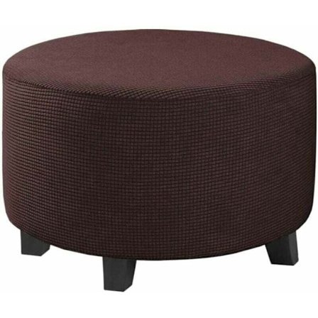 Rund Ottoman Överdrag Jacquard Stretch Puff Överdrag, Fotpall Överdrag Möbelskydd Pall Överdrag med Elastisk Botten Halkfri, LITEN