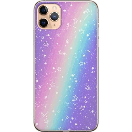 Kompatibel Mobilcover til Apple iPhone 11 Pro Max Rainbow-farvet pastelbaggrund med hvide stjerner og glitrende prikker i blød overgang