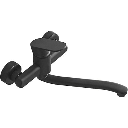 Køkkenarmatur med enkelt håndtag, vægmonteret, høj kvalitet messinghus, sort projektion 200mmg1/2