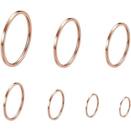 Dameringar i rostfritt stål, stapelbara, 1 mm tunna, knutknogar, midi-band