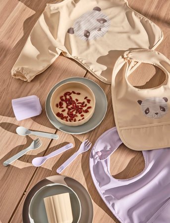 OYOY MINI Lun Lun Panda Bib - Pack Of 2 - Beige - ONE SIZE