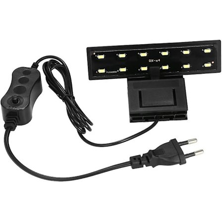 Ultratunn akvarium LED-lampa, ultraljusstark klämlampa, 12 lysdioder för akvarium, fiskakvarium, 5 W