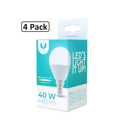4-Pack Forever Naturvit LED-lampa E14 6W 480lm (4500K)