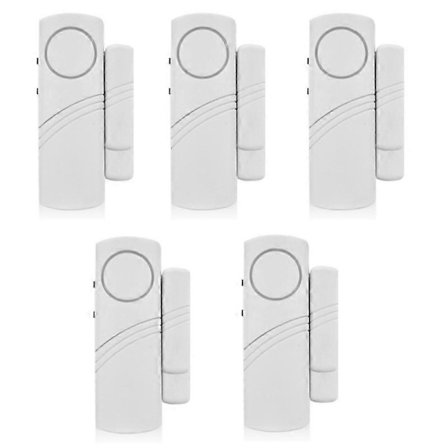 5 stk. Alarm Dør Sikkerhedsbeskyttelse Vindue Trådløs Tyverialarm med Magnetisk Sensor Hjemmesikkerhed Trådløst Længere System 90dB Engros