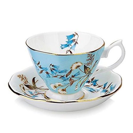 Smukt gavesæt Vintage Fine Bone China tekop, ske og underkop sæt med guldkant, fin spisning og borddekoration HCY