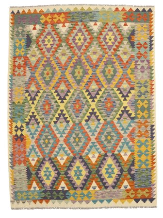 Kilim Afghan Old Style Rug 178X242 Orange/Dark Yellow Wool, Afghanistan