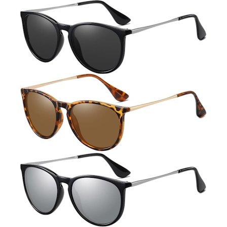 Solbriller Dame Herre Vintage Polariserte Retro Solbriller Dame Solbriller Runde Klassisk UV-beskyttelse