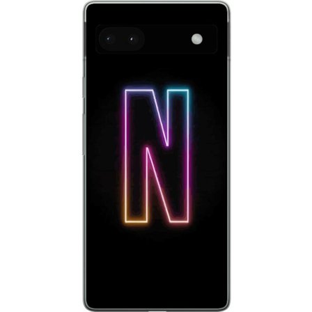 Kompatibelt Mobildeksel til Google Google Pixel 6a Minimalistisk neonbokstav N i fargeskiftende lys mot svart bakgrunn