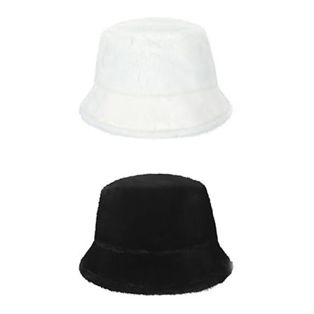 2 stk. Vinter Bucket Hat Faux Pels Fiskerhat Fluffy Varm Damehat med Skygge Plys til Kvinder Teenagere