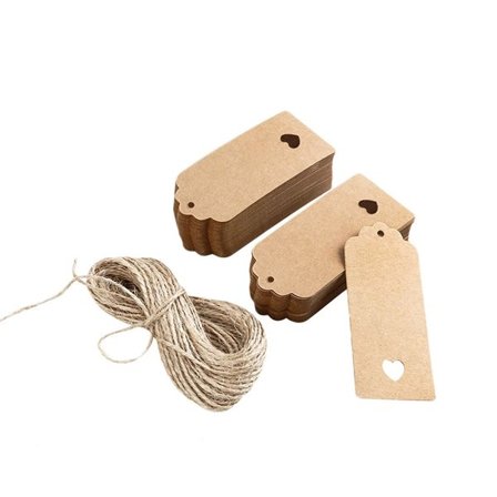 Etiketter med snor - 100 stk