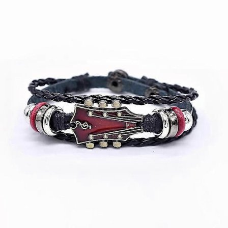 Retro Gitarrarmband i Konstläder, Rockmusik Gitarrarmband i Zinklegering