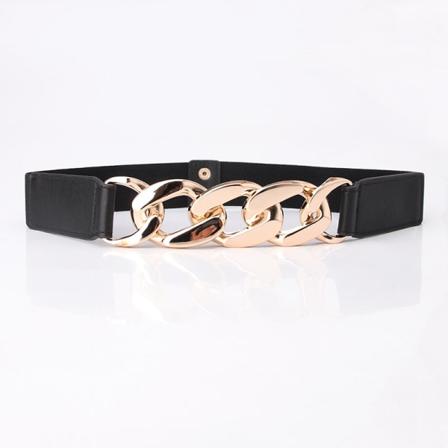 Damebelter Studentkjole Dekorativt belte Overdrevet kjede Elastisk midjeforsegling Dameskinnbelte Gold buckle Black