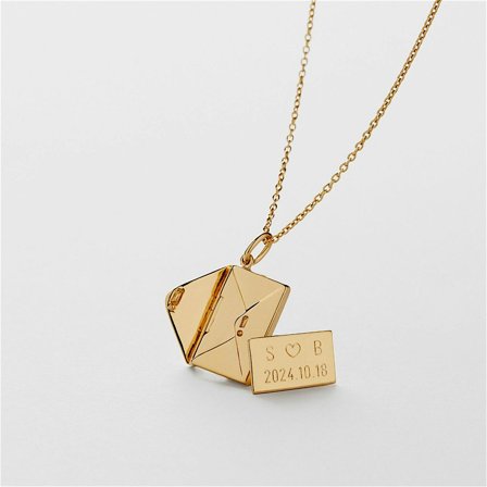 Love Letter Halsband Gravyr - 24K GULDPLÄTERAT STERLING SILVER - Safira