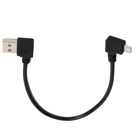 USB A til Micro USB Han Højre Vinkel Adapter Kabel 24cm Sort
