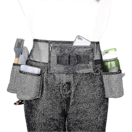 Rengjøringsverktøybelte med 4 lommer og 3 elastiske spor - Justerbart rengjøringsbelte i nylonnett for husrengjøring - Verktøyveske med belte