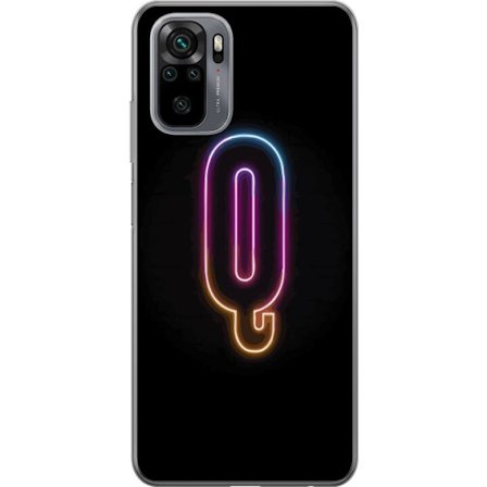 Kompatibelt Mobildeksel til Xiaomi Xiaomi Redmi Note 10 Minimalistisk neonbokstav Q i skinnende farger mot mørk bakgrunn