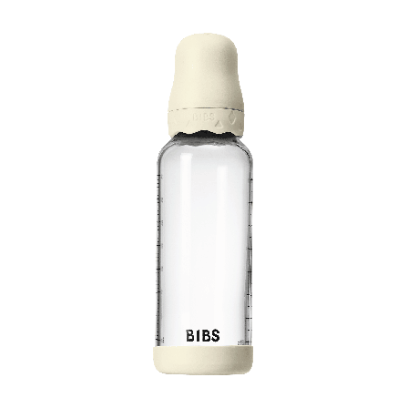 BIBS Tåteflaske i glass, Ivory, 240 ml