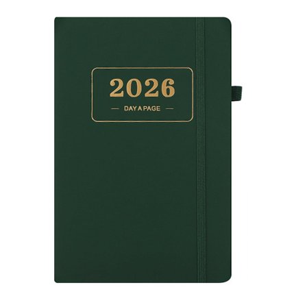 2026 Daglig Planlægger – 2026 Voksen Agenda – 1 Dag pr. Side – 365 Dages Planlægger & Notesbog – 14,0*20,8cm – Grøn