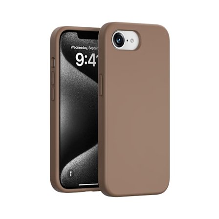 Kompatibel med iPhone 16E telefondeksel, ultratynt slitesterkt beskyttelsesdeksel i flytende silikon, khaki farge