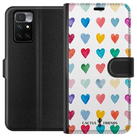 Yhteensopiva Lompakkokotelo Xiaomi Xiaomi Redmi 10 Cactus and Friends - Watercolor Love Grid