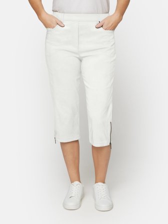BRANDTEX - Capri Bukser - Hvid - Lynlåsdetalje