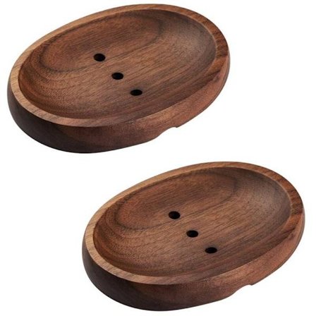 Miljøvennlig såpeholder - Svart valnøtt såpespar, oval såpeholder for baderomsdusj, håndlaget såpeskål