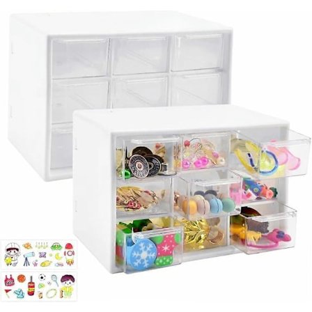 2 kpl Muovinen Laatikosto 9 Lokerolla Työpöydän Laatikosto 18 * 10 * 11,8 cm Pöytäjärjestäjä Laatikoilla Tornimainen Muovilaatikosto