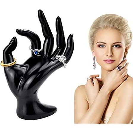 Håndsmykke Display Holder, Sort Ring Holder Hånd Display Ok Form Mannequin Hånd Armbånd Ring Holder Armbånd Smykker Stativ Holder Til Visning