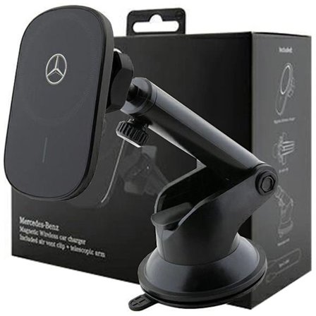 MERCEDES SILVER STARS MAGSAFE 15W INDUKTIONSHOLDER TIL INSTRUMENTBRÆT ELLER VINDUE - SORT