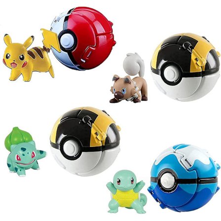 Jusch Battle Actionfigurer Med Pokeball Ball Pack, Til Barns Lekesett Mini Pokballs Actionfigurer (4stk)