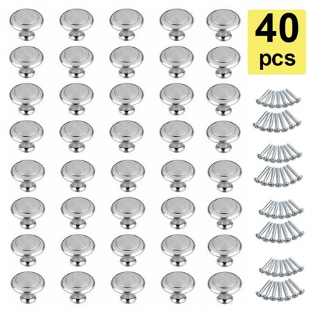40 stk 30mm runde skap dørknotter moderne rustfritt stål kjøkken
