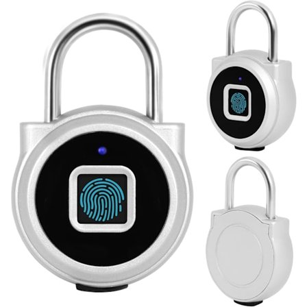 Fingerprint hængelås, Bluetooth-lås, USB genopladelig, fjernbetjening, KozyOne Smart Keyless sikkerhedslås til iOS/Android, IP65 vandtæt, f