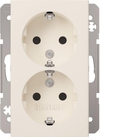 Hager 47871909 Vägguttagsinsats 2-vägs, 1½ delad brunn, S.1 Vit, Strömbrytare & vägguttag