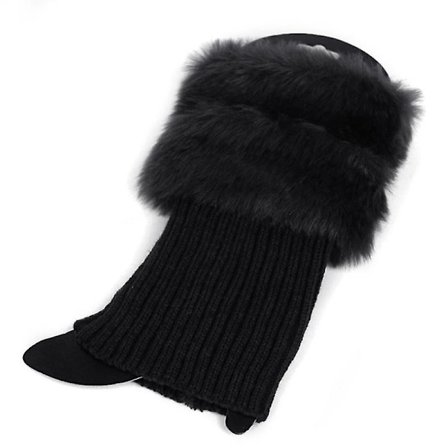 Dame Vinter Ankel Benvarmere Hæklet Strikket Pels Trim Støvle Toppe Manchetter Sokker