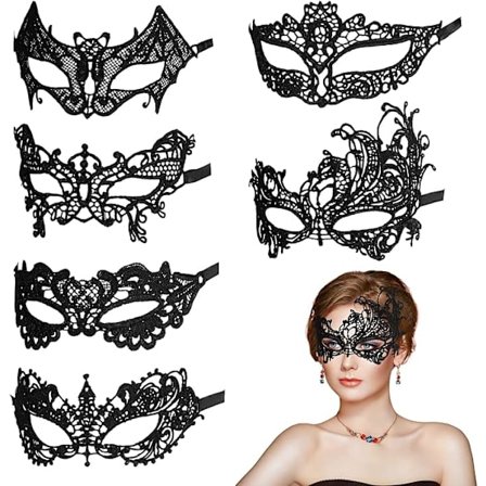 Venetianske masker 6 stykker Mardi Gras-masker for maskeradeball Halv ansikts blonder masker for Mardi Gras-masker Halloween-maskerade