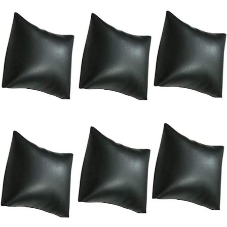 Musta nahkainen kelloteline, jossa 6 St SVART -taskua korujen järjestelyyn, näyttöteline [YJD]