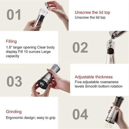 Bärbar Elektrisk Pepparkvarn Uppladdningsbar Automatisk Pepparkvarn Elektrisk Salt- och Pepparkvarn med