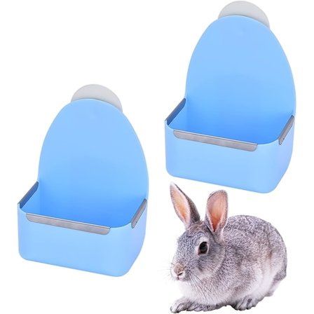Kanin mad og vand skål bur feeder aftagelig hængende anti-bid kanin marsvin chinchilla hamster ilder blå 2 stykker