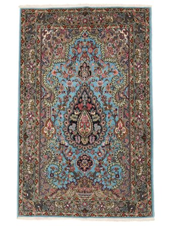 Oosters Ghom Kork/Zijde Vloerkleed 140X220 Bruin/Zwart Wol, Perzië