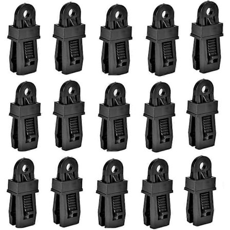 15 stk. teltklemmer i plastik til campingpresenninger til campingbaldakinaktiviteter, sort