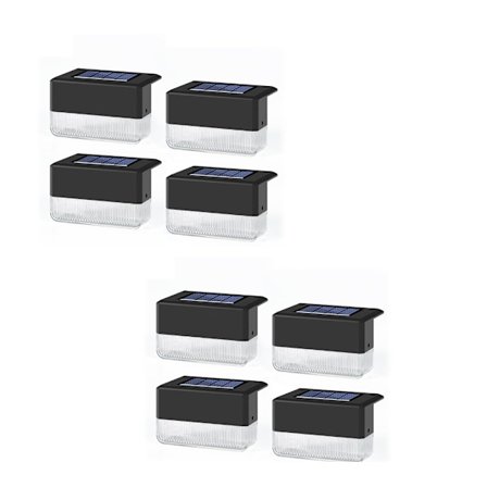 Pakke med solcelledrevne rekkverk-LED-lys, solcellelys utendørs, vanntett solcelletrinnlys for trapper