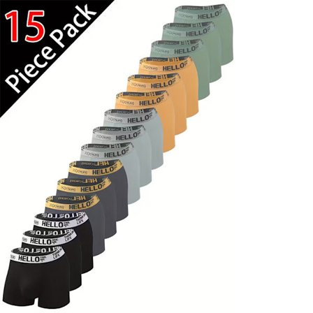 Herre boxershorts - Åndbare, komfortable, ensfarvede, perfekte til hverdagsbrug, fitnesscenter eller daglig brug 15 stk.