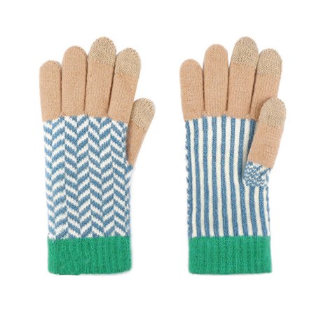 Dam Herr Vinter Pekskärmshandskar Varma Stickade Textningshandskar, Vihreä reuna