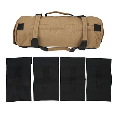 Trenings sandbag i Oxford-stoff med 6 håndtak, enkel justering, flerbruks treningsvektpose med fyllposer for innendørs treningsstudio, khaki